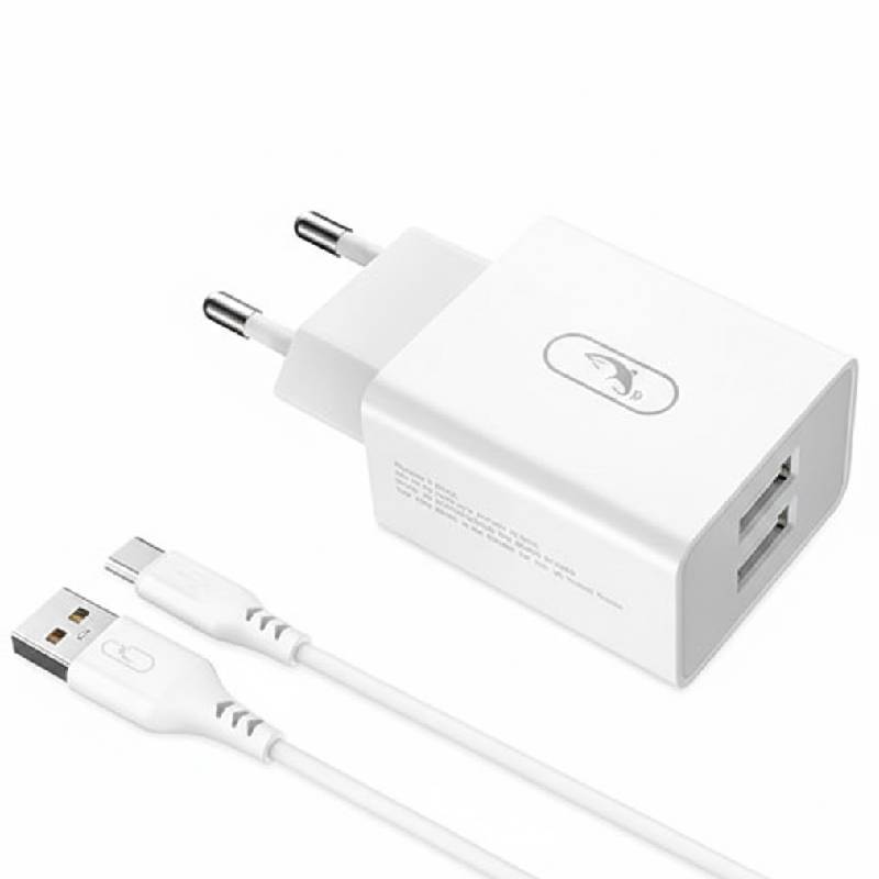 Chargeur SKY DOLPHIN SC30V 2.1A Double Ports USB + Câble Type-C