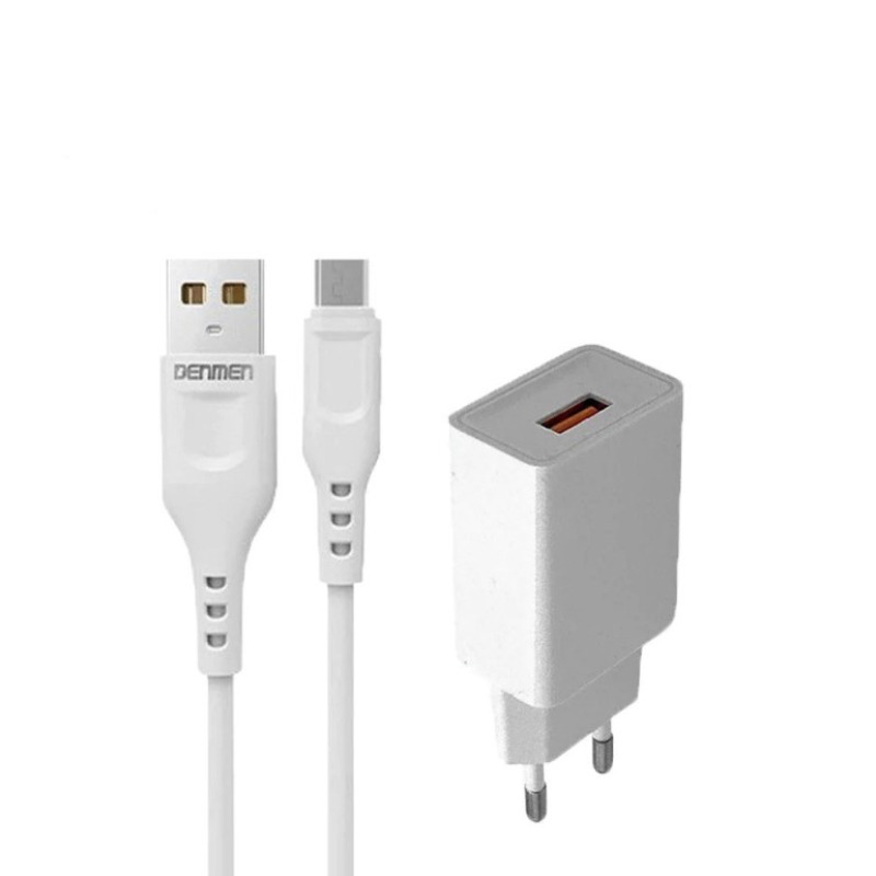 Chargeur Smartphone DENMEN Avec Cable Type-C DC01T 2.4A - Blanc