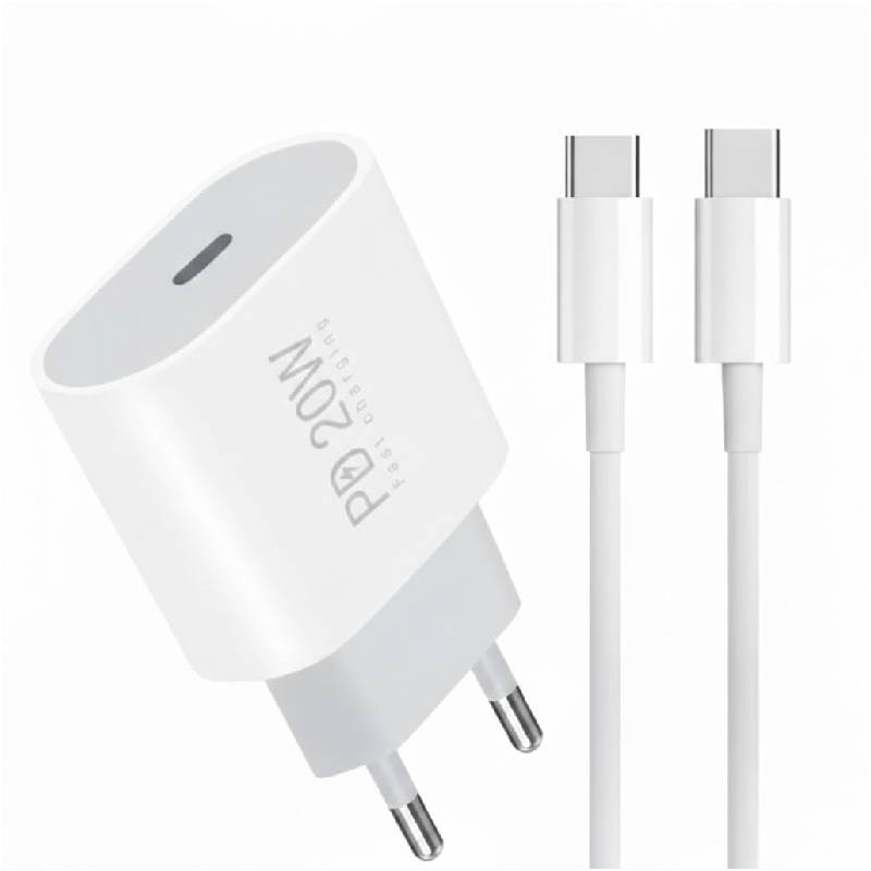 Chargeur WUW T79 avec Port Type-C 20W + Câble Type-C - Blanc