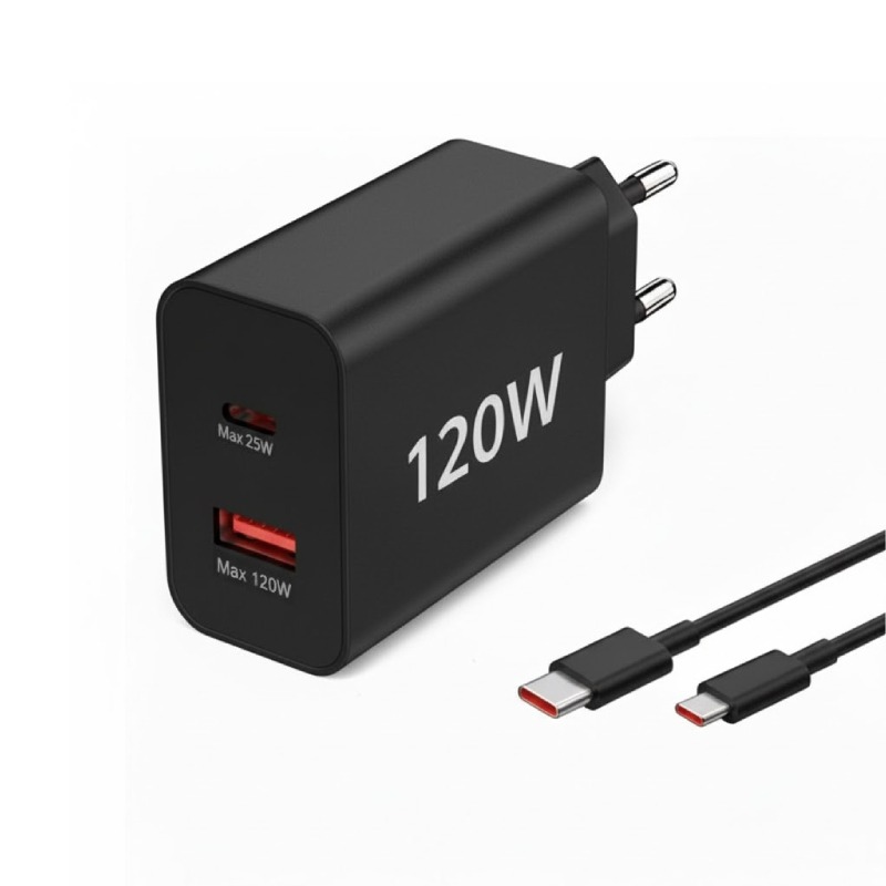 Chargeur Xiaomi 120W Charge Rapide avec 2 ports (1 USB + 1 Type-C) - Noir - Xiaomi