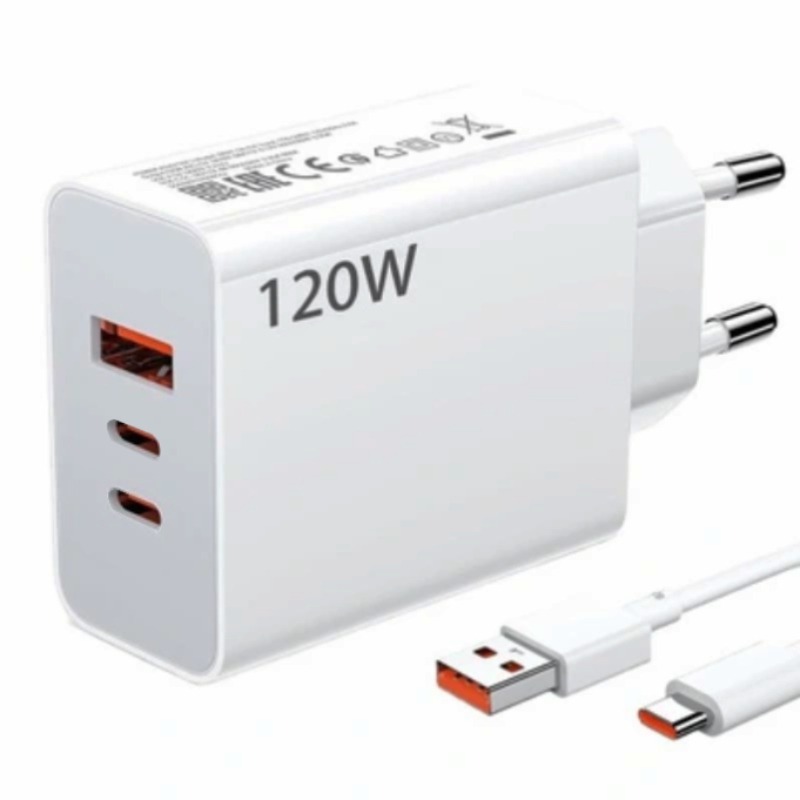 Chargeur Xiaomi 120W Charge rapide Avec 3 port - Blanc - Xiaomi