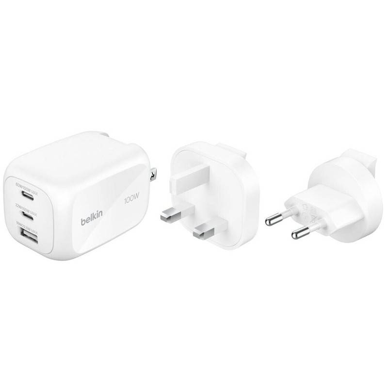 Chargeur Secteur Belkin BoostCharge Pro GaN 100W 3 Ports - Blanc - BELKIN