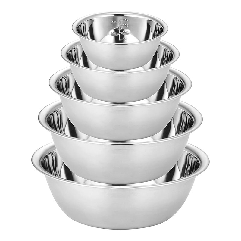 Coffret de 5 Bols de Préparation et Saladiers en Acier Inoxydable