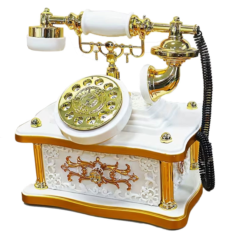 Coffret à Musique Décorative Téléphone Rétro - Blanc