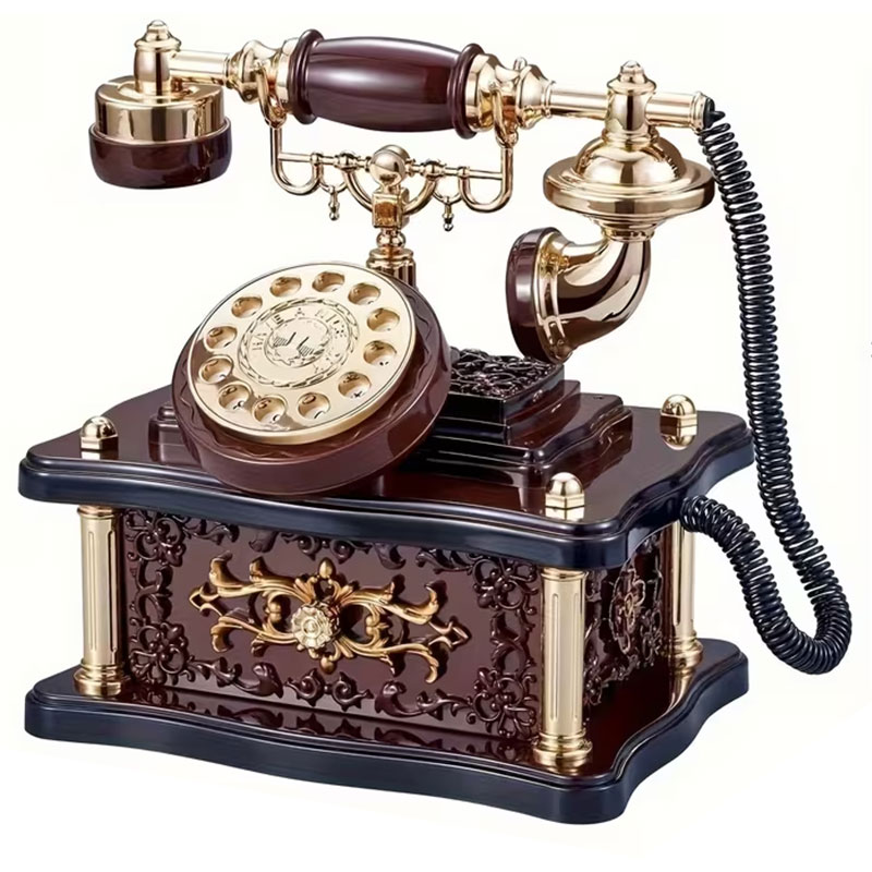 Coffret à Musique Décorative Téléphone Rétro - Marron