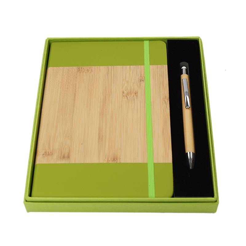 Coffret Notebook Bois Avec Stylo Bois (05c) - Vert