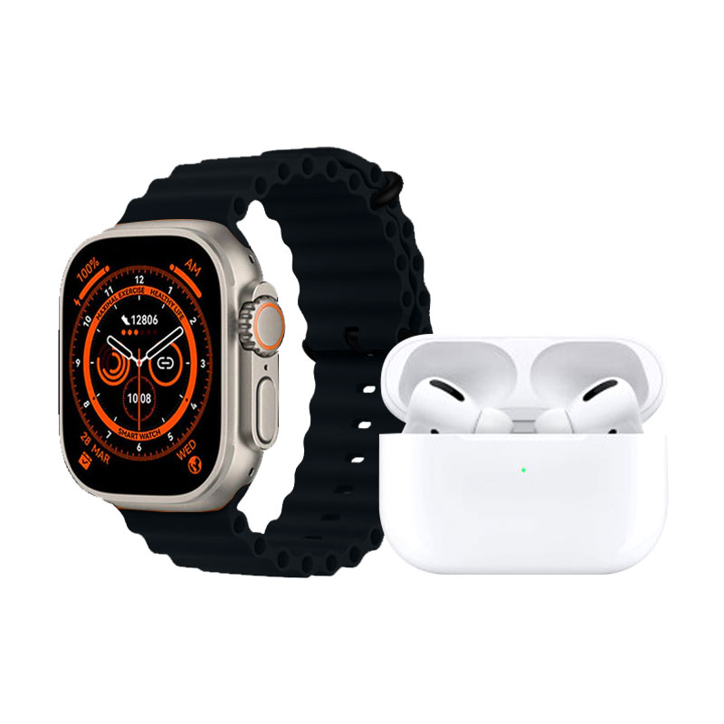 Coffret W30 PRO MAX ULTRA 2024 Montre Connectée + Airpods - Noir