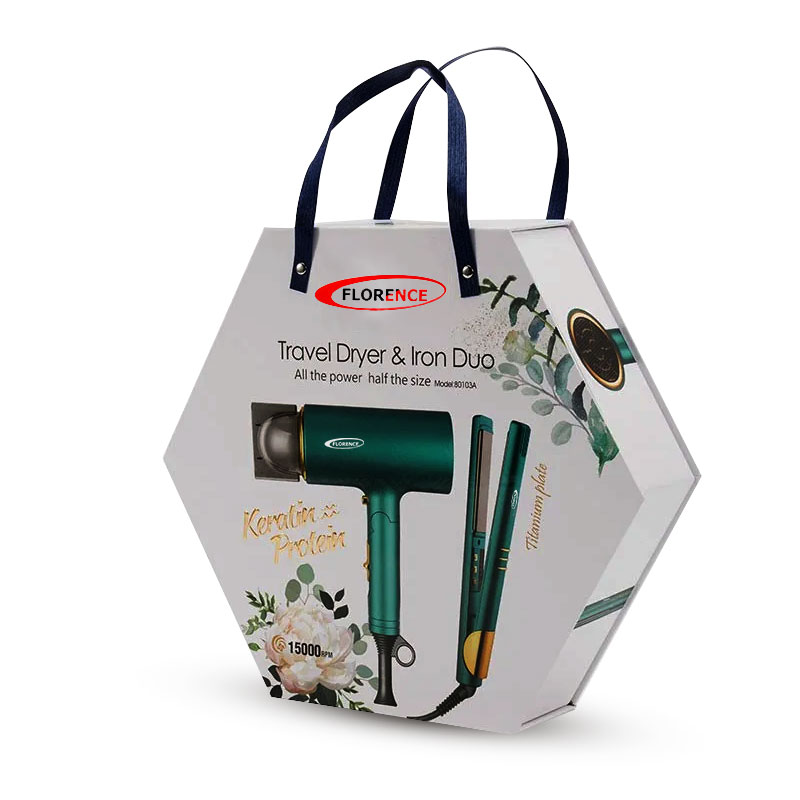 Coffret Cadeau Sèche Cheveux & Lisseur FLORENCE KH-383 - Vert