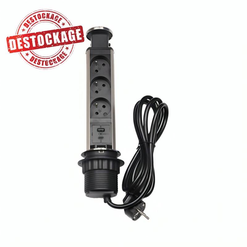 Colonne Rétractable 3 Prise Avec Chargeur USB Type A+C