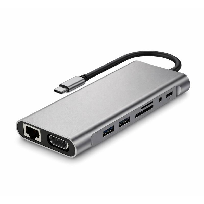 Convertisseur type-c vers HDTV 11 en 1 - Gris