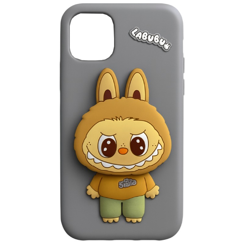 Coque Silicone Labubu Pour Iphone 13/14/15 Pro - Silver
