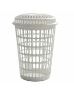 Panier à Linge Plastique Avec Couvercle - Blanc
