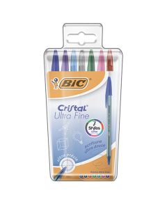 Pack de 7 Stylos BIC Cristal Ultra Fine - Couleurs Assorties 