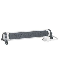 Multiprises LEGRAND 6 Ports 1.5M Rotatif - Blanc et Gris