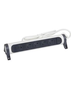 Multiprises LEGRAND 5 Ports 3M bloc rotatif 5x 2 pôles + terre surface - Blanc et Gris foncée