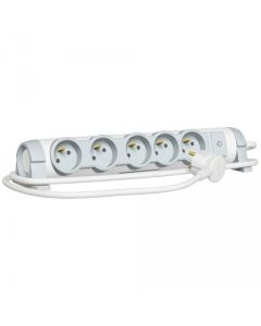 Multiprises LEGRAND 5 Ports 1,5M Rotatif - Blanc et Gris (050080)