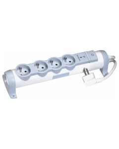  Rallonge Multiprises LEGRAND 4x2P+T  230V avec parafoudre - Blanc&Gris (050095)