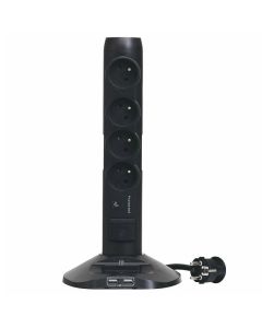  Rallonge Multiprises Verticale LEGRAND 4x2P+T 2XUSB  - Noir (050394)