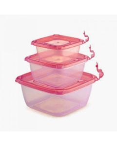 LOT DE 3 BOÎTES DE CONSERVATION MAX PLAST 700ML - 1500ML - 3L - ROSE (1230-PINK)
