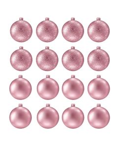 16 Boules de Décoration Pour Sapin - Rose (KM805)