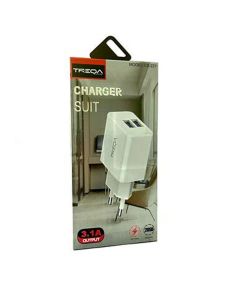Chargeur TREQA 3,1A 2 Ports De Charge - Rouge