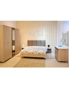 Chambre Adulte SARRA 190x160cm 5 Portes - Chêne Brut / Moka - Tunisie
