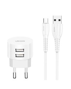 Chargeur USAMS T20 Micro USB - Blanc