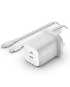 Chargeur Secteur BELKIN USB-C PD GAN 65W Avec CABLE PPS - Blanc