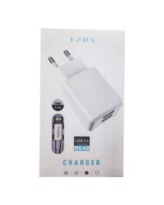 Chargeur EZRA HC48 Avec Câble Lightning 2.4 A - Blanc