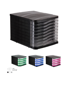 Bloc tiroir ARK 4 étages - Noir & Rouge & Transparent