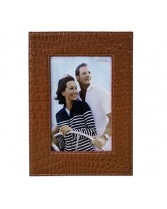 Cadre Photo 15x20 cm en cuir croco Marron