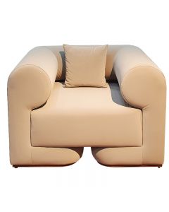 Fauteuil De Bureau En Simili Cuir Avec Accoudoirs & Coussin - Beige