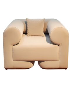 Fauteuil De Bureau En Simili Cuir Avec Accoudoirs & Coussin - Beige
