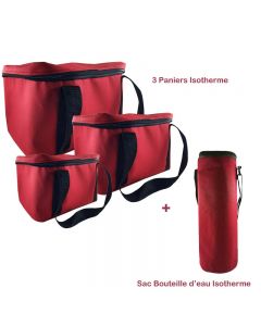 Pack Trois Paniers + Sac Bouteille Isotherme - Rouge