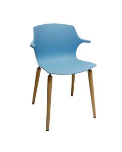 Chaise Frill Avec Pieds Scandinave Fixe & Accoudoirs Integrés - Bleu