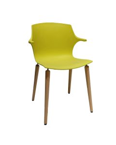 Chaise Frill Avec Pieds Scandinave Fixe & Accoudoirs Integrés - Jaune