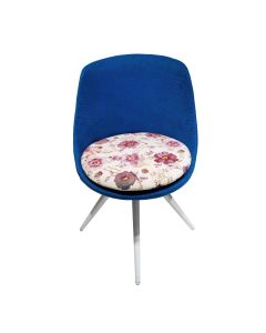 Chaise Visiteur Rond Avec Pieds Scandinave En Acier & Sans Accoudoirs - Bleu (CH0045)