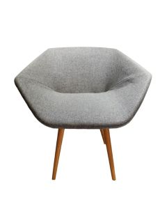 Chaise Rond En Tissu Avec Pieds Scandinave Fixe Pour Salon - Gris (CH0033)