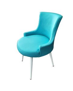 Chaise INDIGO Ronde En Simili Cuir Avec Pieds En Acier - Bleu Turquoise