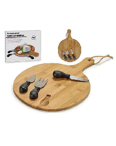 Planche Fromage En Bambou + Ustensils