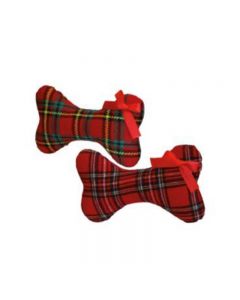 Coussin CROCI OS SCOTTISH BOWS pour chien - Rouge