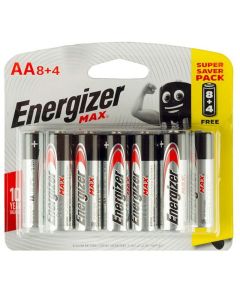 12x Piles ENERGIZER Max E91 BP 8+4 AA