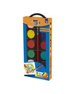 Box De 12 Aquarelle BIC Watercolors Pour Enfants - Couleurs Assortis