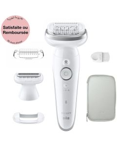 Épilateur Rechargeable BRAUN Silk épil 9 Wet & Dry - Blanc
