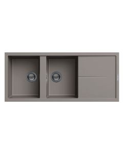 Évier De Cuisine Encastrable FOCUS Graniteck  2 Bacs + égouttoir - Grège