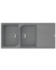 Évier De Cuisine Encastrable FOCUS Graniteck  2 Bacs + égouttoir - Gris