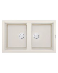 Évier De Cuisine Encastrable FOCUS Graniteck 2 Bacs - Blanc
