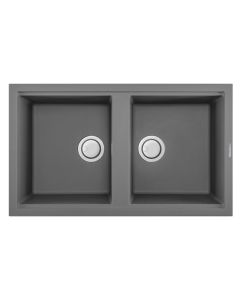 Évier De Cuisine Encastrable FOCUS Graniteck 2 Bacs - Titanium