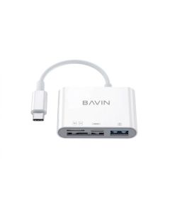 Adaptateur Multiport BAVIN OTG-33 USB Type-C TF Micro SD Blanc
