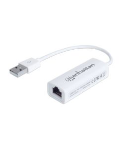 Adaptateur MANHATTAN USB 2.0  Vers RJ45 - Blanc 
